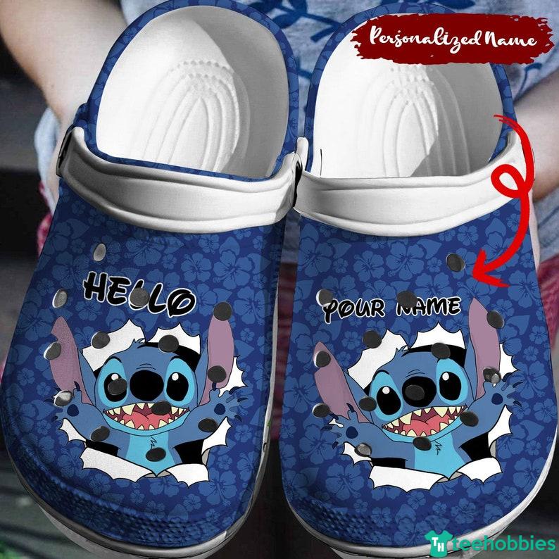 Custom Name Stitch Cute Gift Clog Shoes photo