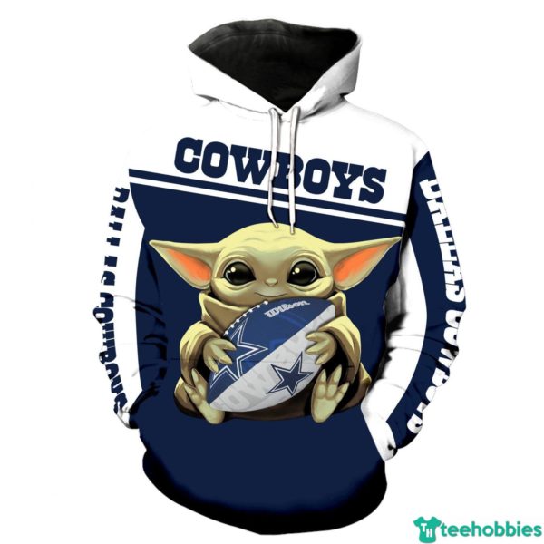 Dallas Cowboys Baby Yoda Star Wars All Over Print 3D Hoodie - 3D Hoodie - Navy