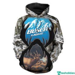 Elk Hunting Deerhorn Busch Light for Men Women - 3D Hoodie - Grey