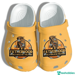 Fatherhood T-Rex Dinosaurs Walk In The Park Clog Shoes - Clog Shoes - Orange