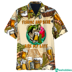 Fishing And Beer Are My Life Cute Hawaiian Shirt - Hawaiian Shirt - Yellow
