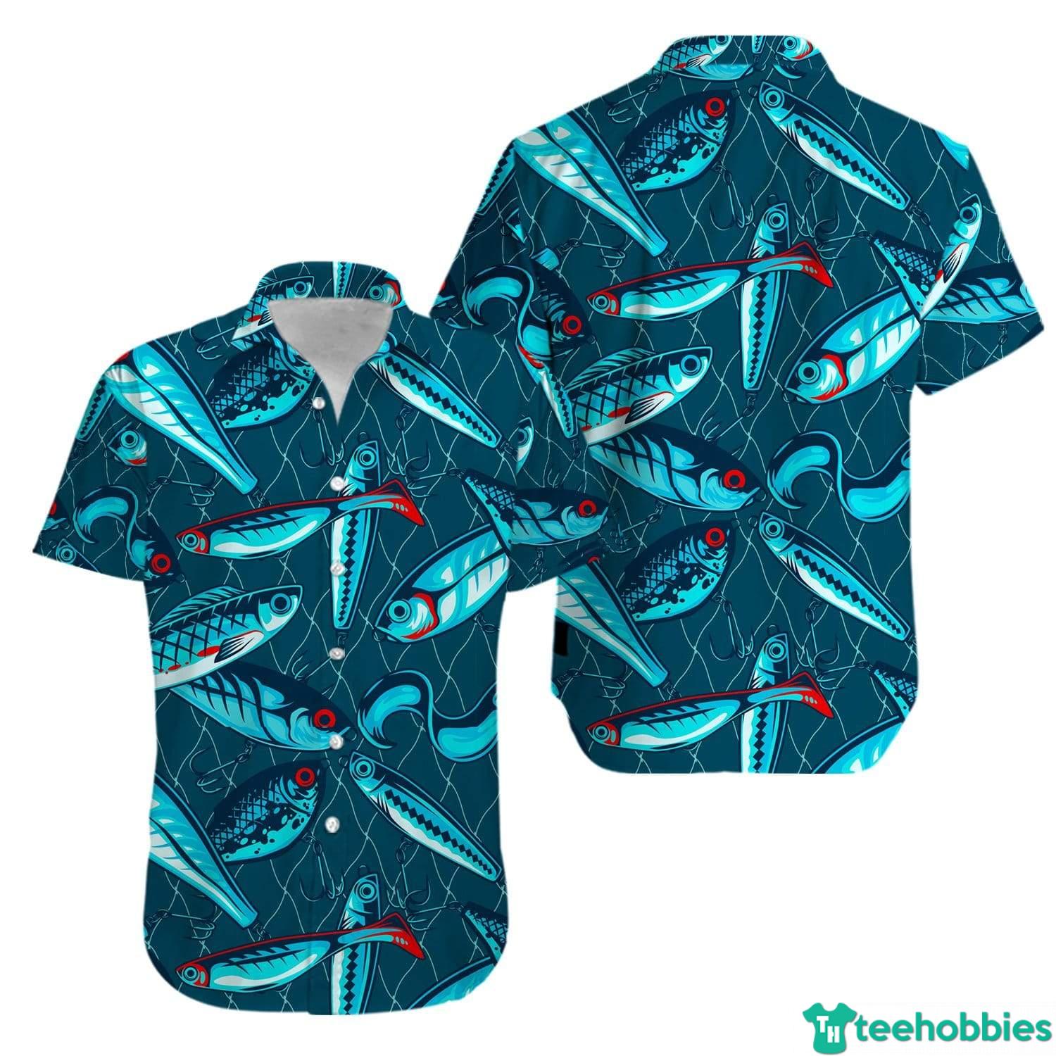 Fishing Baits And Lures Hawaiian Shirt - Hawaiian Shirt - Navy Blue