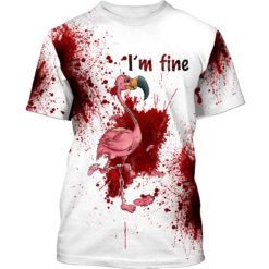 Flamingo Blood Halloween 3D All Over Print T-Shirt Hoodie - 3D T-Shirt - Pink