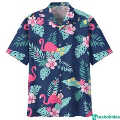 Flamingo Flower Happy Summer Aloha Hawaiian Shirt - Short-Sleeve Hawaiian Shirt - Navy