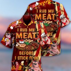 Food I Rub My Meat Before I Stick It In Cute Pig Meat Party Hawaiian Shirt Short Pant - Hawaiian Shirt - Red