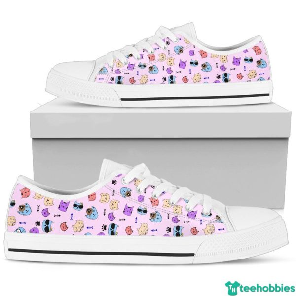 Funny Cat Face Cat Lover Low Top Shoes - Women's Shoes - White