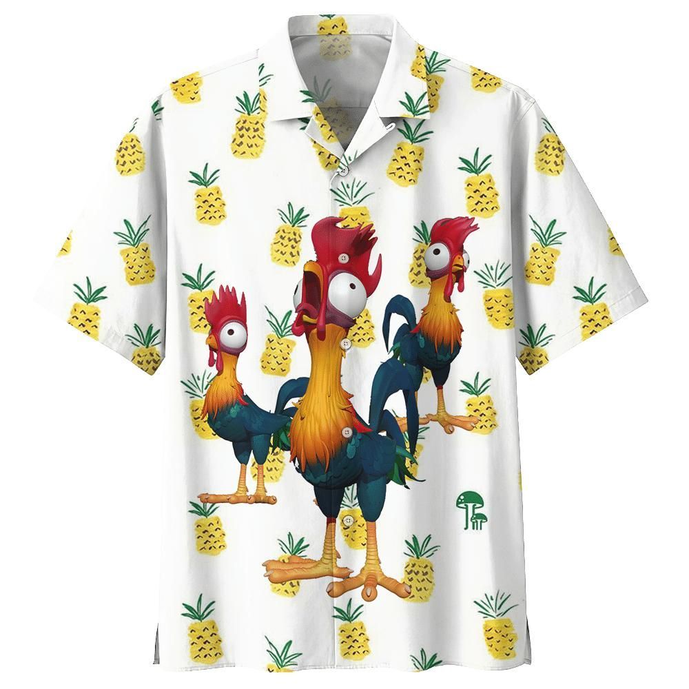 Funny Chicken Aloha Summer Beach Hawaiian Shirt - Short-Sleeve Hawaiian Shirt - Yellow