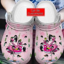 Funny Flamingo Drink Cocktails Cute Clog Shoes - Clog Shoes - Pink
