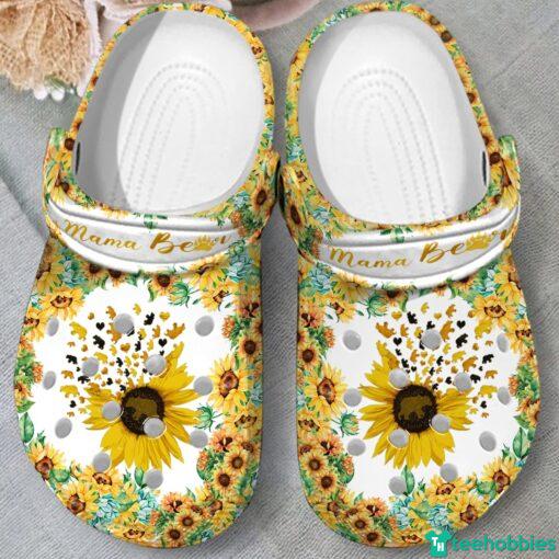 Gift For Mother's Birthday Sunflower Mama Bear Mother’s Day Clog Shoes photo