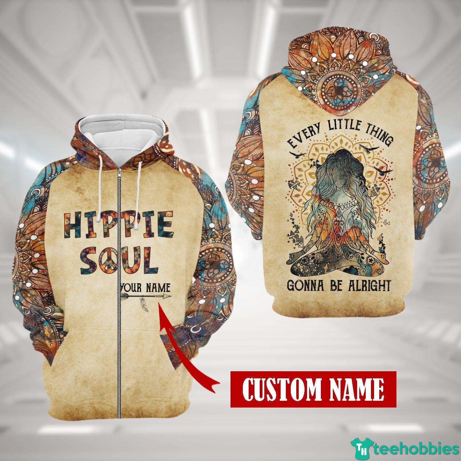 Hippie Soul Every little things is gonna be alright Custom Name All Over Print Hoodie And Zip Hoodie photo