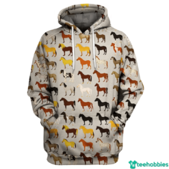 Horse Lover All Over Print T-Shirt Hoodie Sweatshirt - 3D Hoodie - Brown
