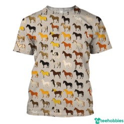 Horse Lover All Over Print T-Shirt Hoodie Sweatshirt - 3D T-Shirt - Brown