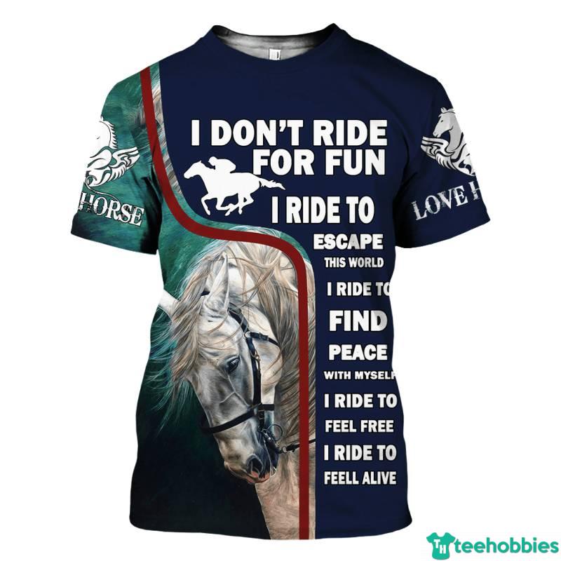 Horse Lover I Don't Ride For Fun I Ride To Escape All Over Print 3D Shirt. - 3D T-Shirt - Navy