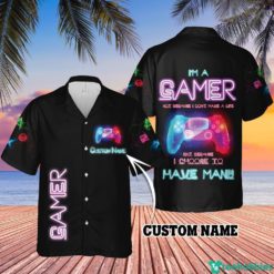 I'm A Gamer Custom Name Hawaiian Shirt - Hawaiian Shirt - Black