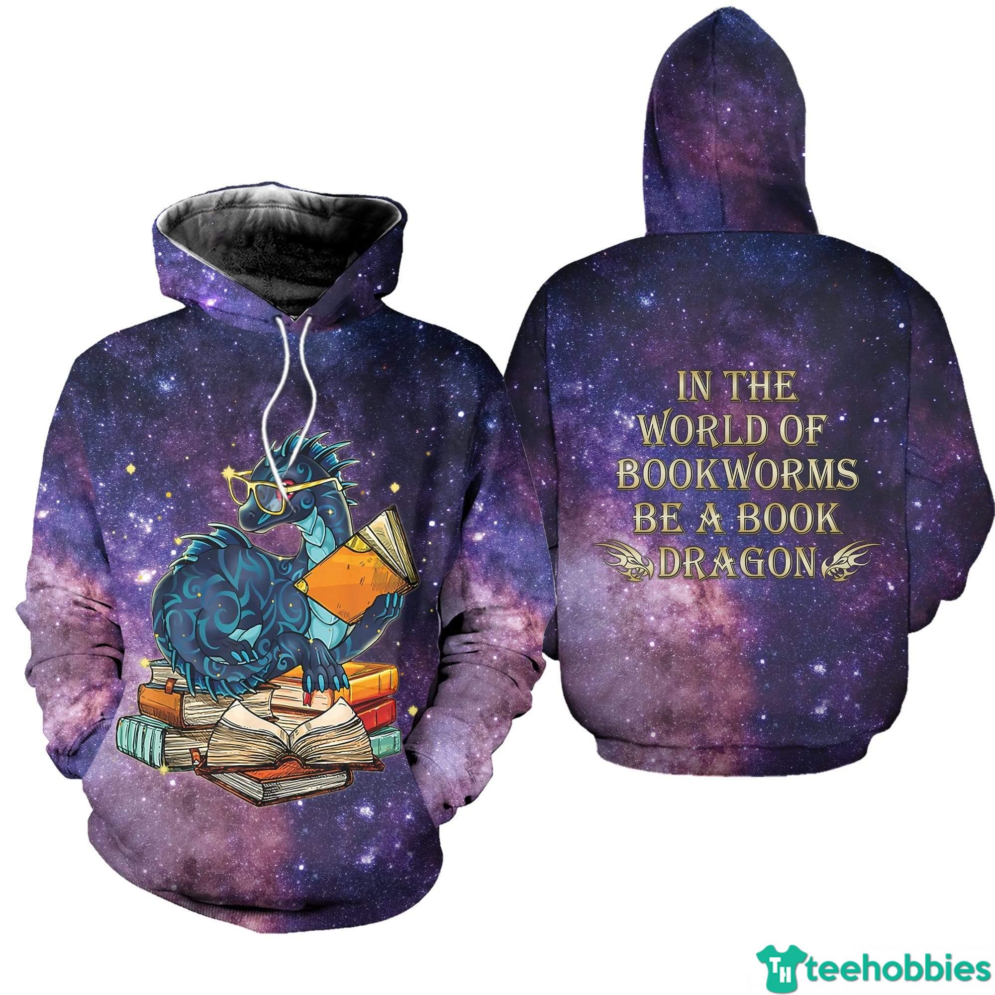 In The World Of Book Worms Be A Book Dragon All Over Print 3D Hoodie Zip Hoodie - 3D Hoodie - Purple