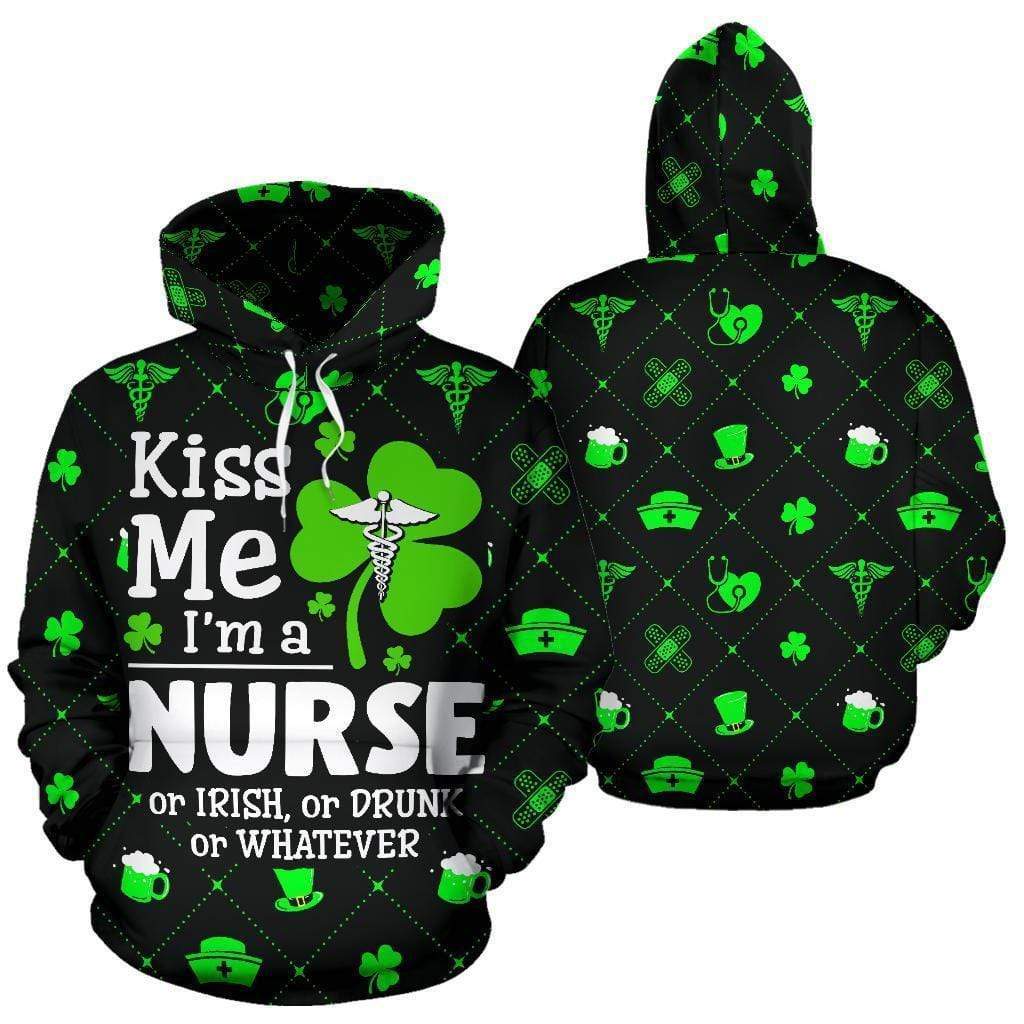 Irish Nurse Happy St. Patrick’s Day Gift All Over Print 3D Hoodie - 3D Hoodie - Green
