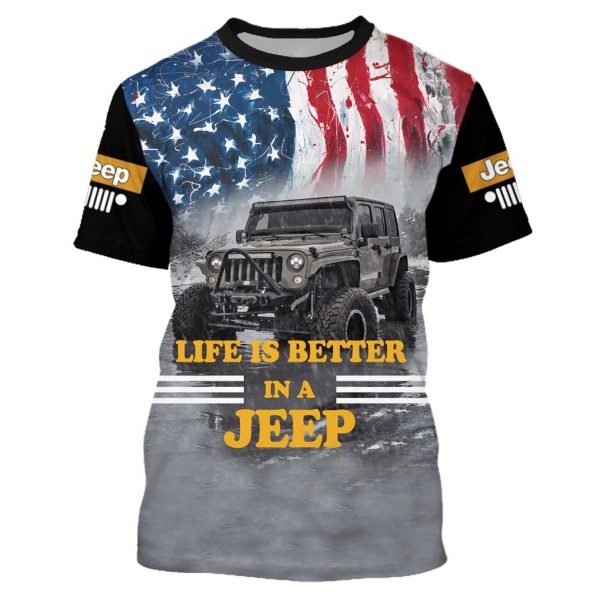 Jeep Wrangler Life Is Better In A Jeep Gift For Father's Day All Over Print T-Shirt Hoodie Zip Hoodie - 3D T-Shirt - Black