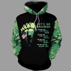 Let's Go Brandon Bigfoot With American Flag Camo All Over Print Hoodie - 3D Hoodie - Black