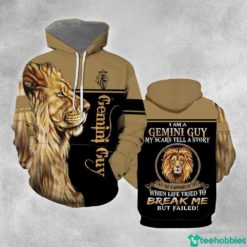 Lion Gemini Guy Birthday All Over Print 3D Shirt - 3D Hoodie - Black