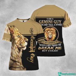 Lion Gemini Guy Birthday All Over Print 3D Shirt - 3D T-Shirt - Black