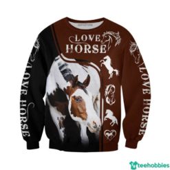 Love Horse Horse Lover All Over Print 3D Shirt - 3D Sweatshirt - Brown