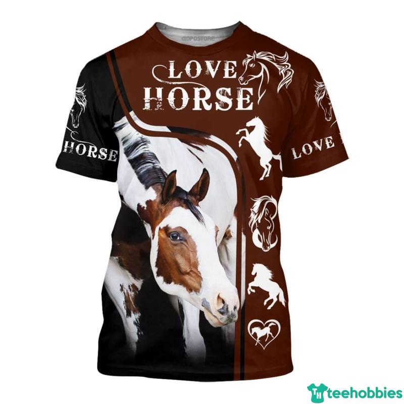 Love Horse Horse Lover All Over Print 3D Shirt - 3D T-Shirt - Brown