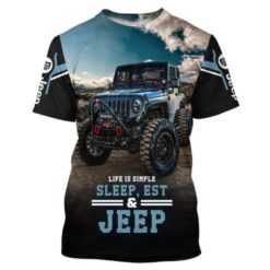 Love Jeep Life Is Simple Jeep And Sleep Father's Day Gift All Over Print T-Shirt Hoodie Zip Hoodie - 3D T-Shirt - Black