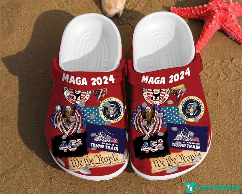 Maga 2024 Trump 2024 Independence Day Gift 4th Of July Clog Shoes photo