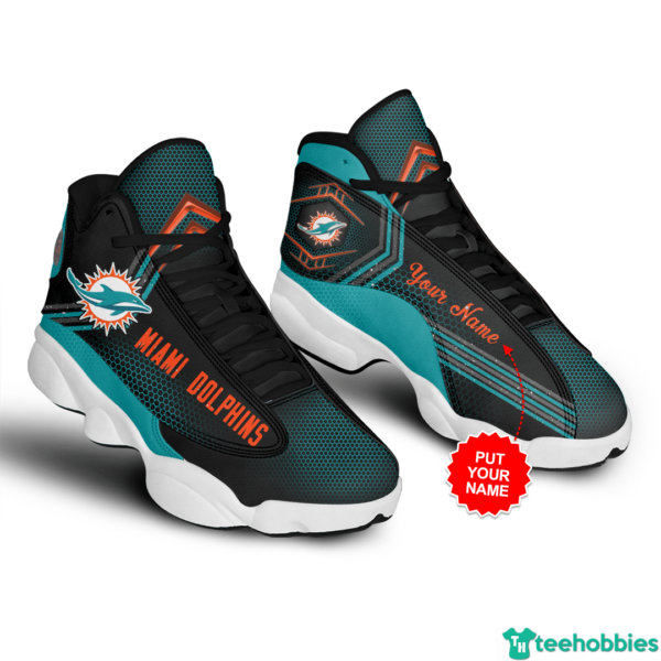 Miami Dolphins Team Personalized Name Miami Dolphins Air Jordan 13 Shoes For Fans - Men's Air Jordan 13 - Blue