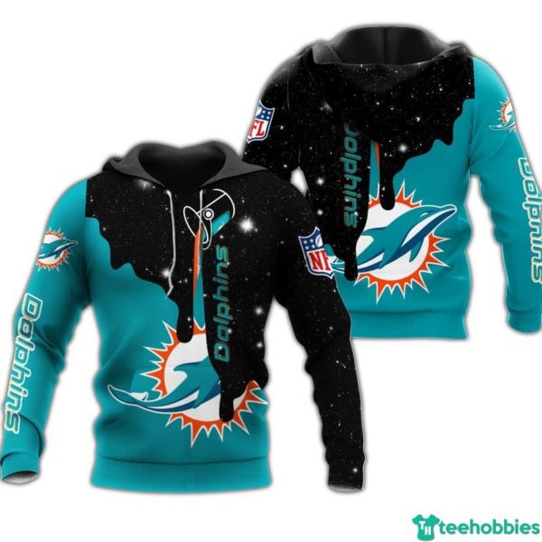 NFL Miami Dolphins All Over Print 3D T-Shirt Hoodie Zip Hoodie - 3D Hoodie - Black