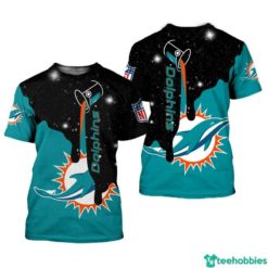 NFL Miami Dolphins All Over Print 3D T-Shirt Hoodie Zip Hoodie - 3D T-Shirt - Black
