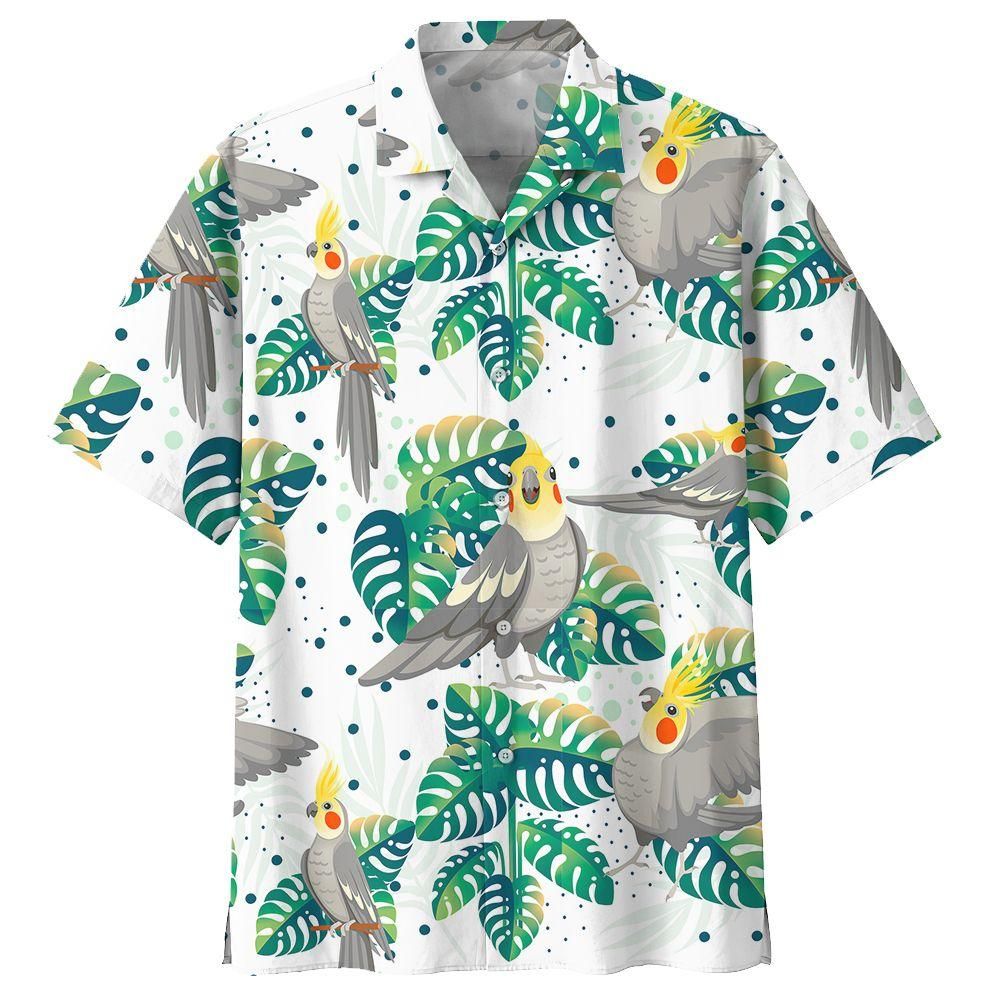 Parrot Aloha Summer Beach Hawaiian Shirt - Short-Sleeve Hawaiian Shirt - White
