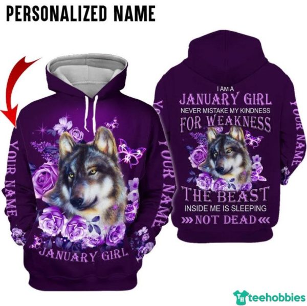 Personalized Name I Am A January Girl Never Mistake 3D Hoodie - 3D Hoodie - Purple