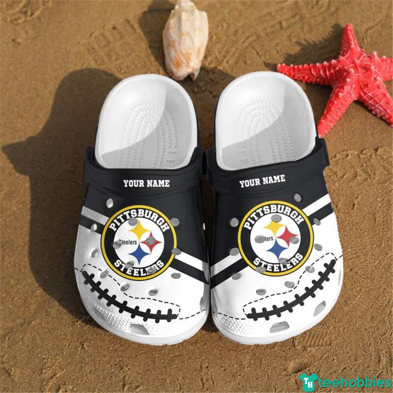 Personalized Name Pittsburgh Steelers Team Clog Shoes - Clog Shoes - Black