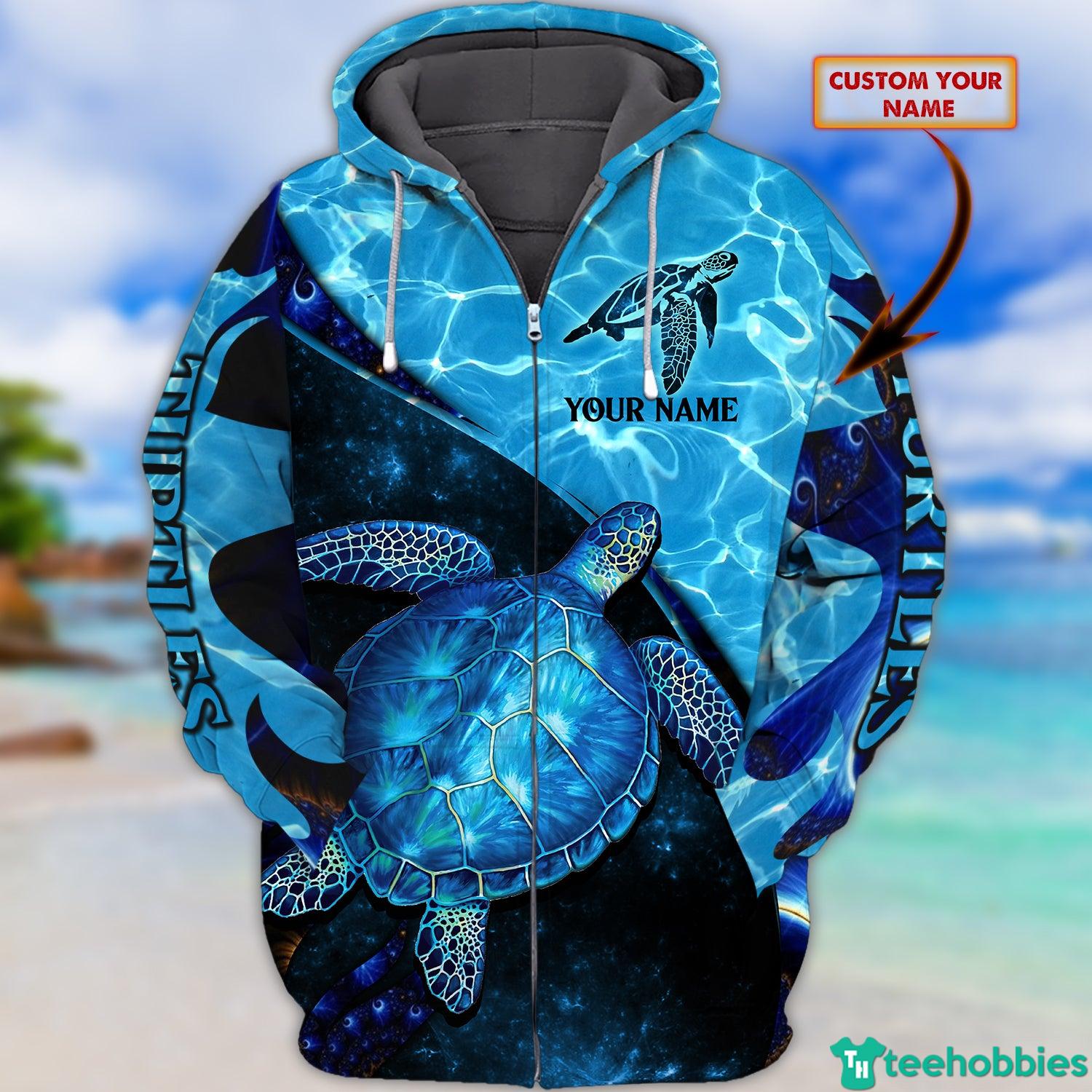 Personalized Name Save The Turtles All Over Print 3D Zip Hoodie photo