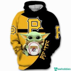 Pittsburgh Pirates Baseball Baby Yoda Starwars All Over Print 3D Hoodie - 3D Hoodie - Yellow