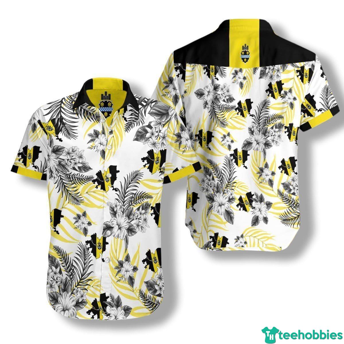 Pittsburgh Proud Aloha Funny Summer Hawaiian Shirt - Short-Sleeve Hawaiian Shirt - Yellow