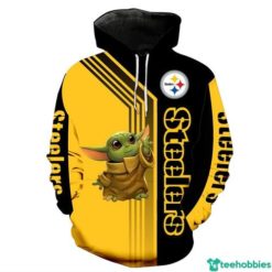 Pittsburgh Steelers Baby Yoda NFL 3D Hoodie - 3D Hoodie - Yellow