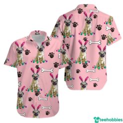 Puppy Bunny Happy Easter Day Aloha Hawaiian Shirt - Short-Sleeve Hawaiian Shirt - Pink