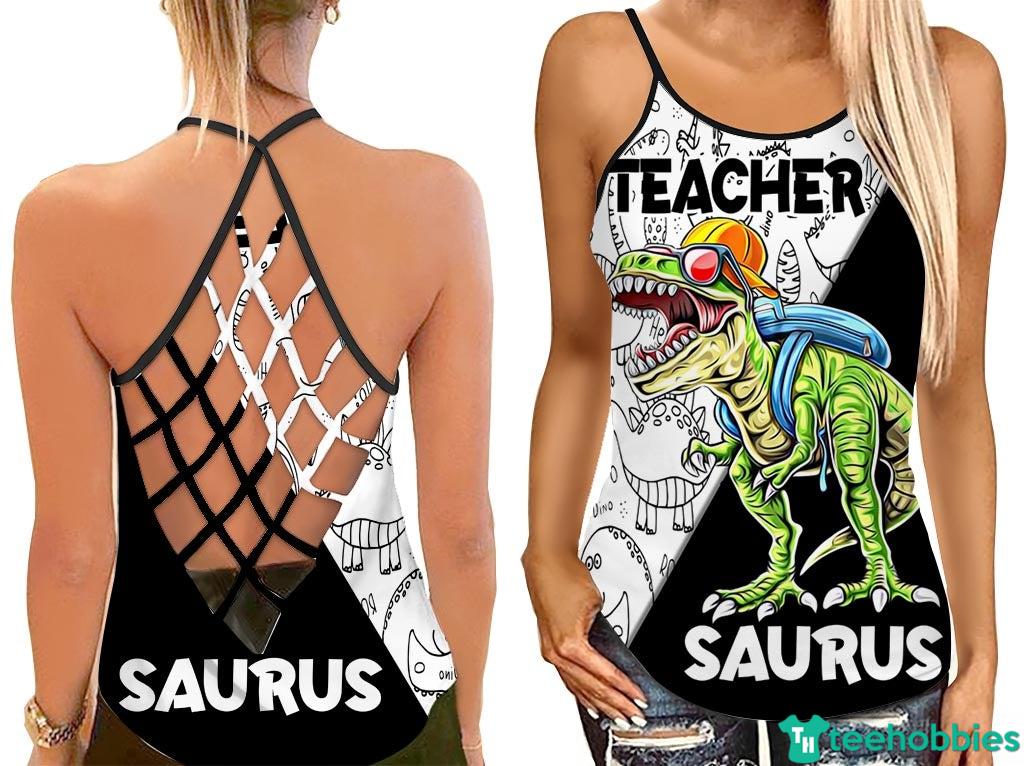 Saurus Teacher Ugly Dinosour Hollow Tank Top - Hollow Tanktop - Black