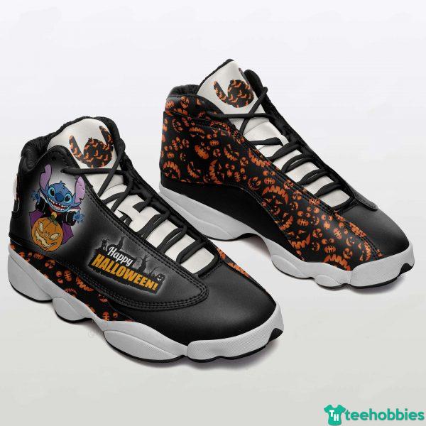Stitch Pumpkin Happy Halloween Air Jordan J13 Shoes - Men's Air Jordan 13 - Black