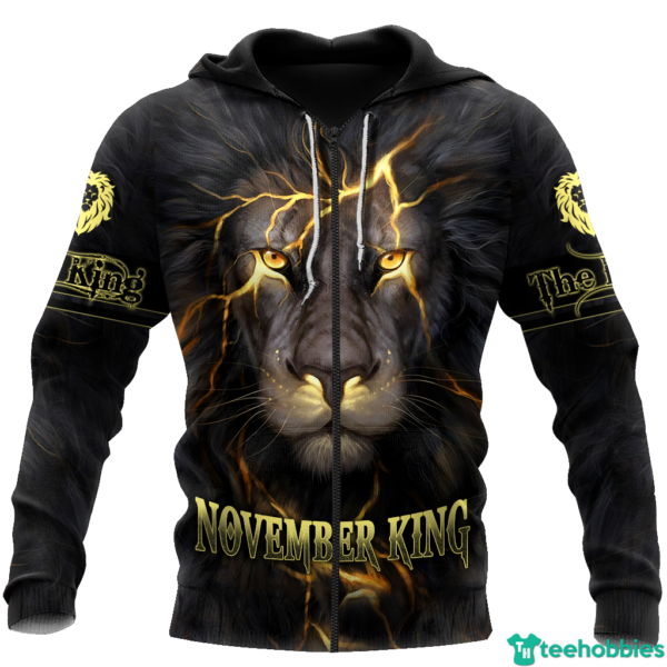 The King, Tmarc Tee November Lion Unisex 3D All Over Print - 3D Zip Hoodie - Black
