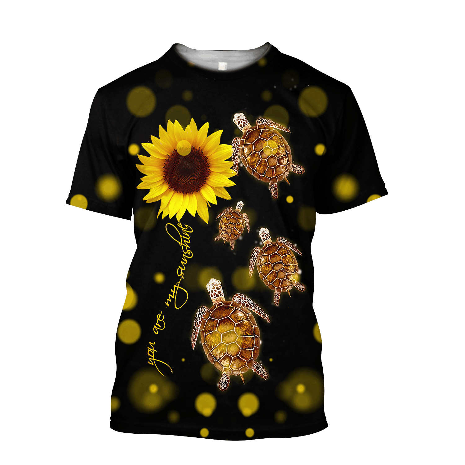 Turtle Sunflower You Are My Sunshine All Over Print 3D Shirt - 3D T-Shirt - Black