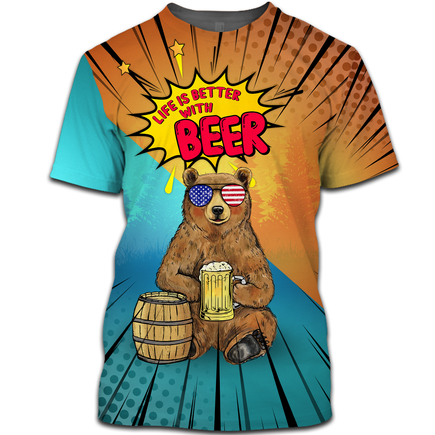 Ugly Bear Life Is Better With Beer Hawaiian Shirt T-shirt - 3D T-Shirt - Blue