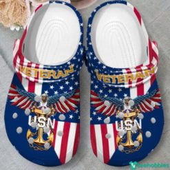 USN Veteran American Flag Clog Shoes - Clog Shoes - Red