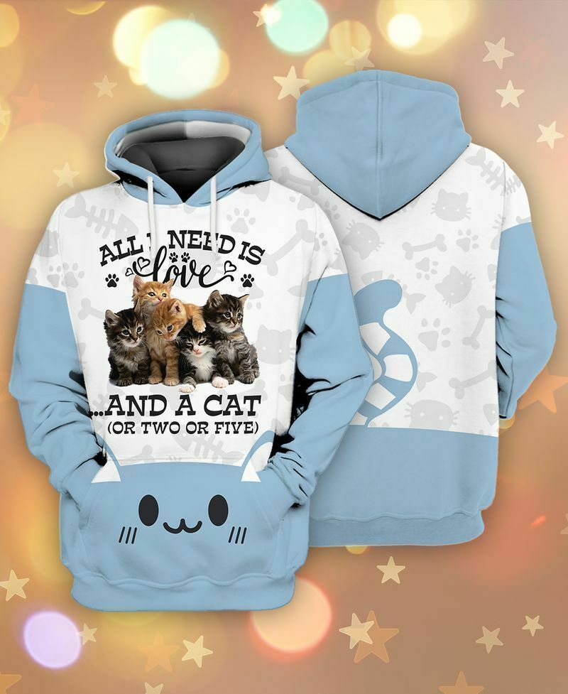 All I Need Is Love And A Cat All Over Print 3D Hoodie photo