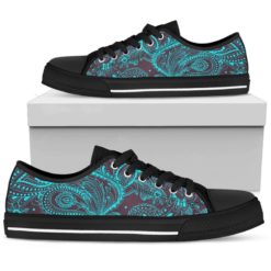 Amazing Blue Light Green Teal Classy Elegant Low Top Shoes For Man And Women - Men's Shoes - Black