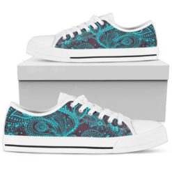 Amazing Blue Light Green Teal Classy Elegant Low Top Shoes For Man And Women - Men's Shoes - White