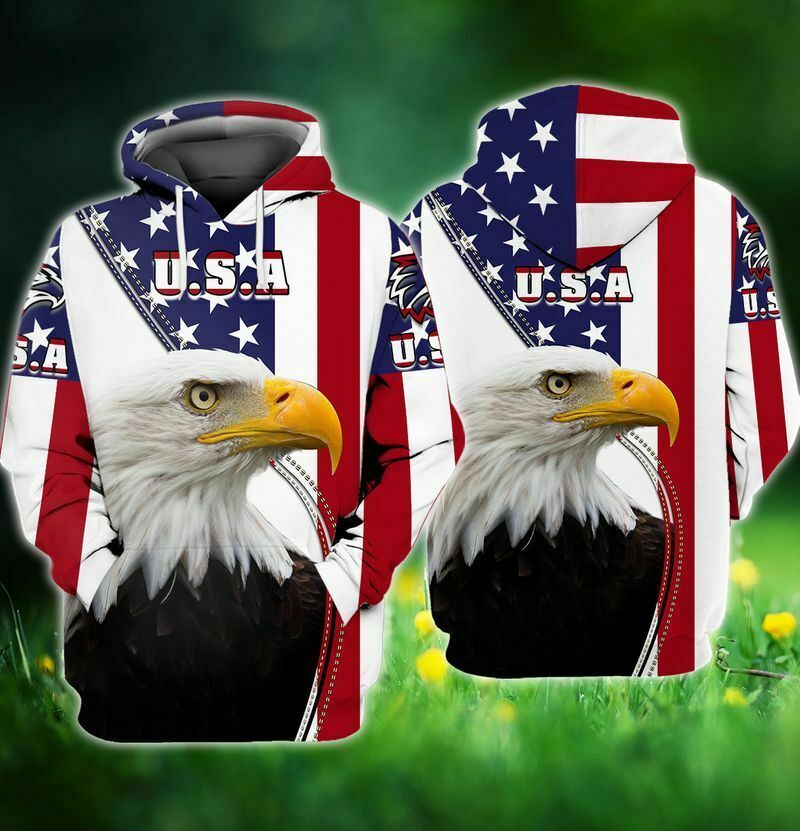American Flag Eagle 3D All Over Print Hoodie - 3D Hoodie - Black