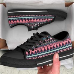 Aztec Print Shoes Tribal Aztec Pattern Bohemian Southwest Low Top Shoes - Men's Shoes - Black